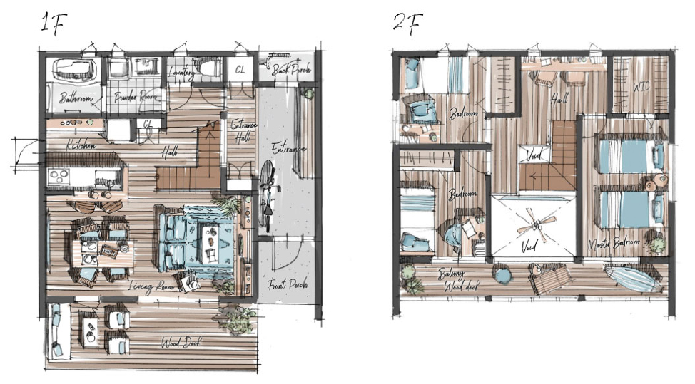 1F・2Fの間取りイラスト